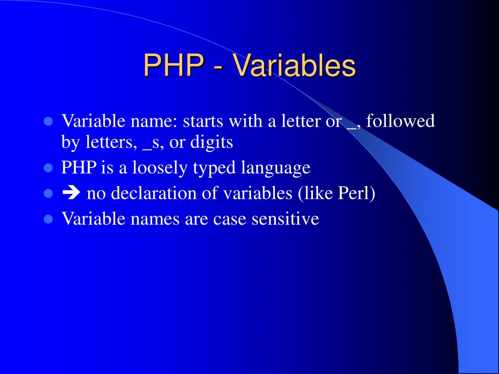 PPT - PHP - Variables PowerPoint Presentation, free download - ID:7049637