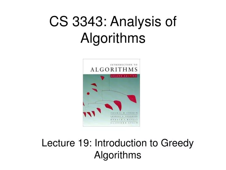 cs 3343 analysis of algorithms n.