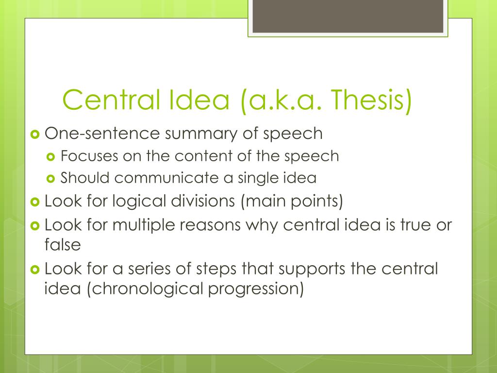 informative speech central idea