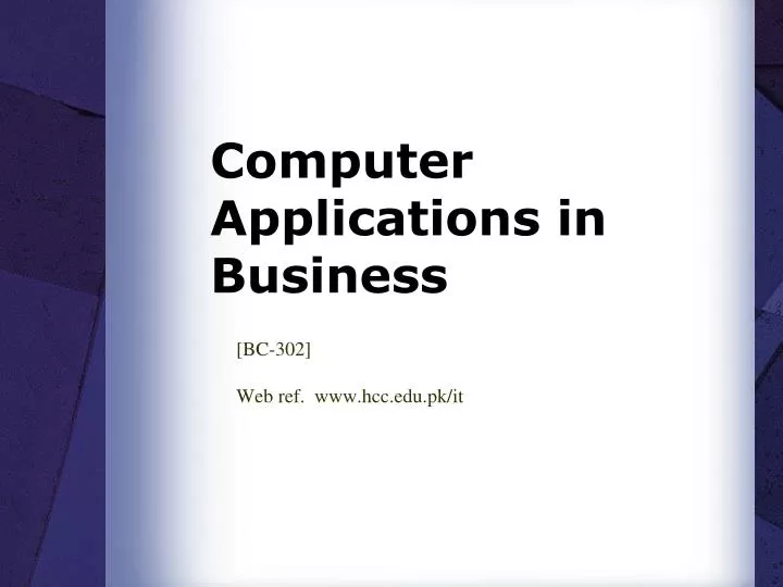 computer applications in business n.