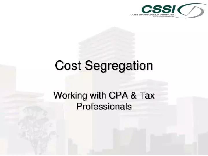 cost segregation n.