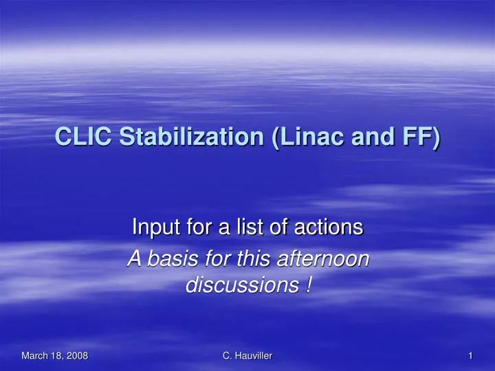clic stabilization linac and ff n.