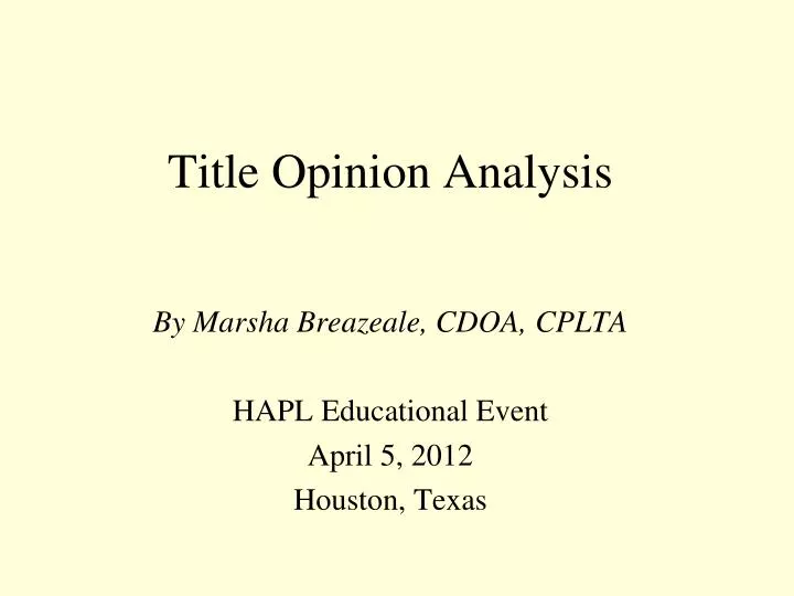 PPT Title Opinion Analysis PowerPoint Presentation, free download