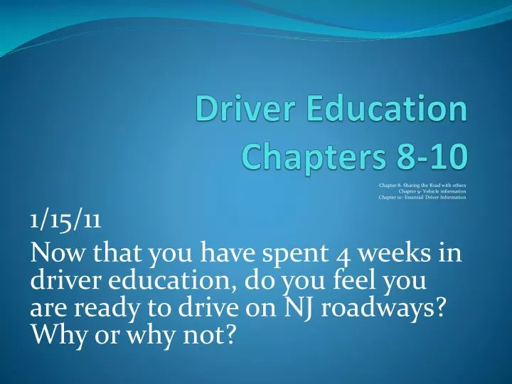 driver education chapters 8 10 n.