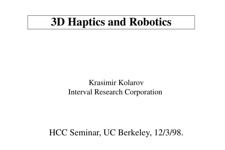 3d haptics and robotics n.