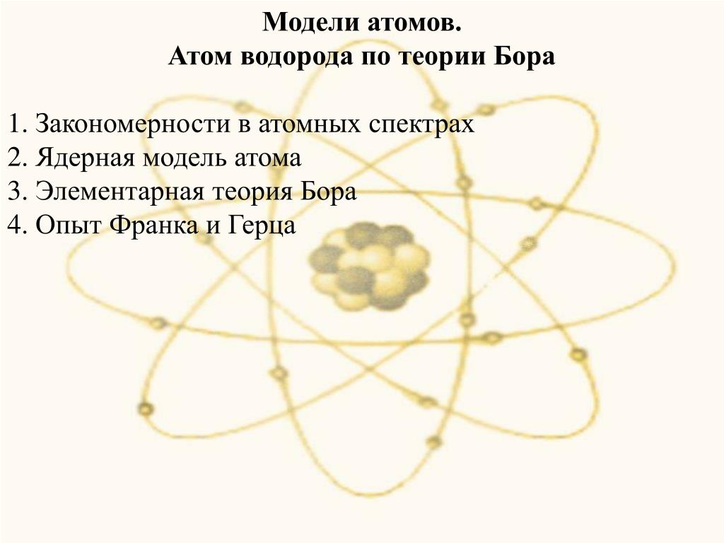 PPT - Модели атомов. Атом водорода по теории Бора 1. Закономерности в  атомных спектрах PowerPoint Presentation - ID:7062797