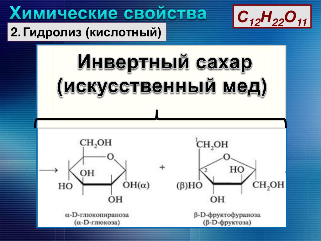 Глюкоза и фруктоза образуются при гидролизе