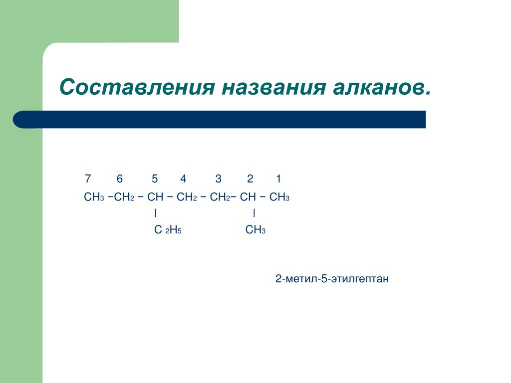 Ch3 название алкана. Название алканов ch3-Ch-Ch-ch2-Ch ch3 ch2-ch3. 3 Метил 5 этилгептан 2. 2 Метил 5 этилгептан структурная формула. Алкан ch3-ch2-Ch(c2h5)-ch2-ch2-ch3.