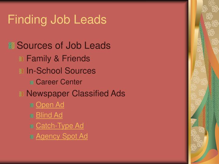 ppt finding that job powerpoint presentation id 7064592 sources of job leads