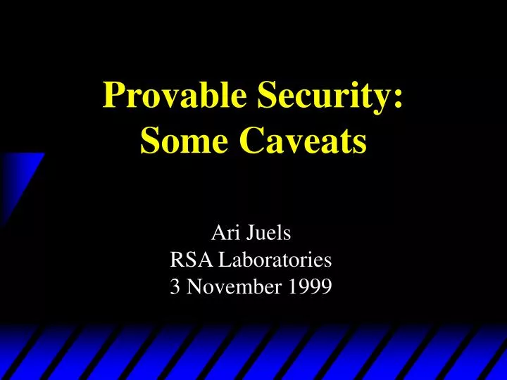 provable security some caveats n.