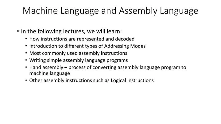 PPT - Machine Language and Assembly Language PowerPoint Presentation ...