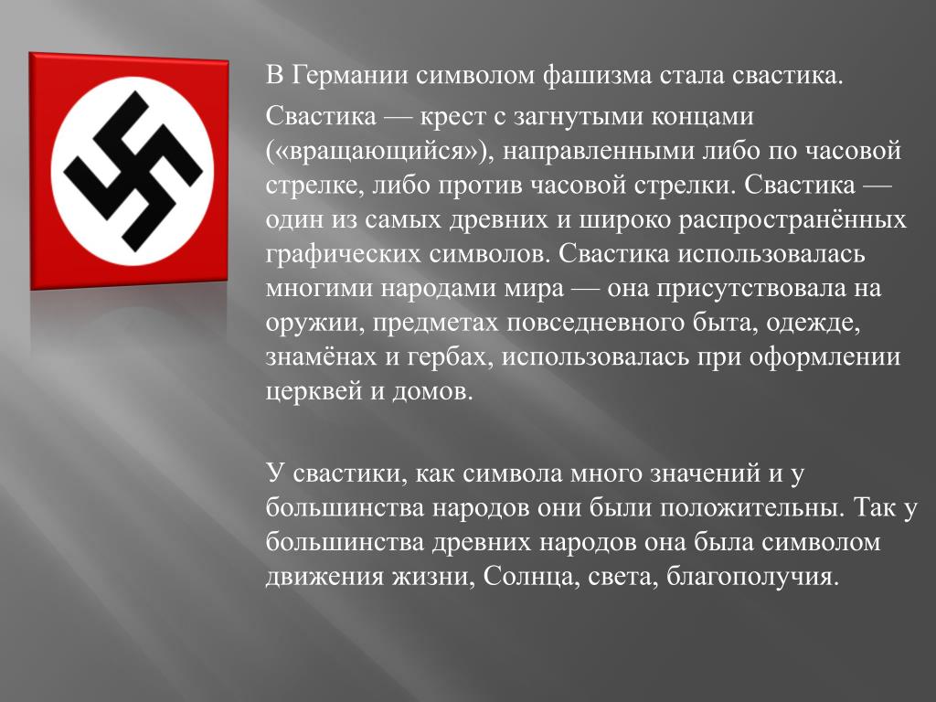 Фашистские законы. Символ нацизма.