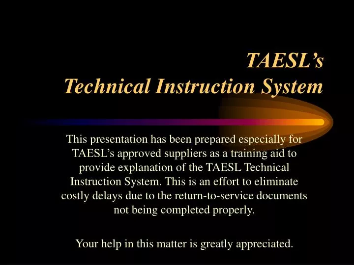 taesl s technical instruction system n.