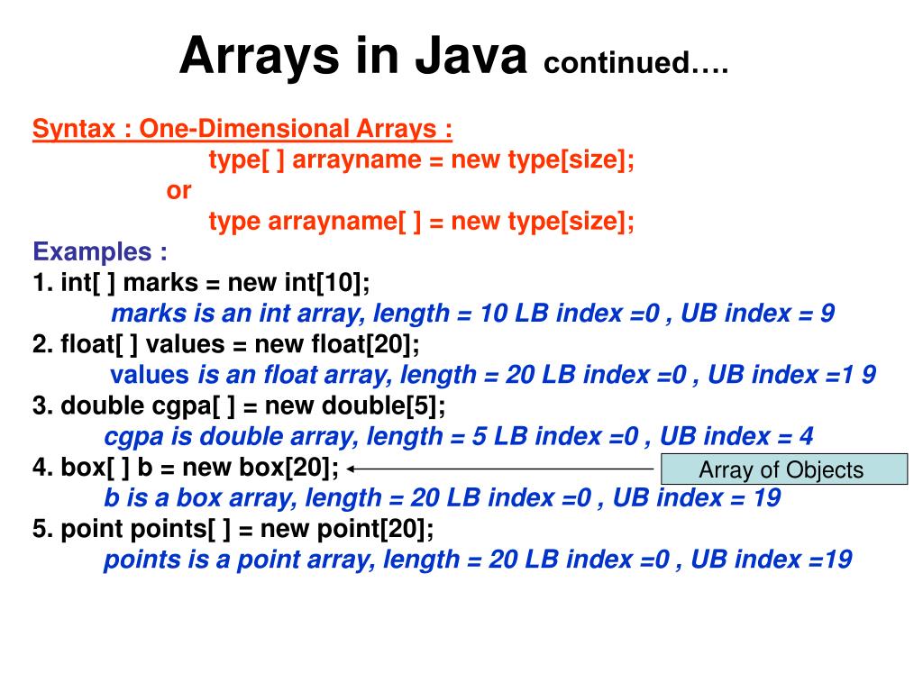 PPT - Arrays in Java PowerPoint Presentation, free download - ID:7069019
