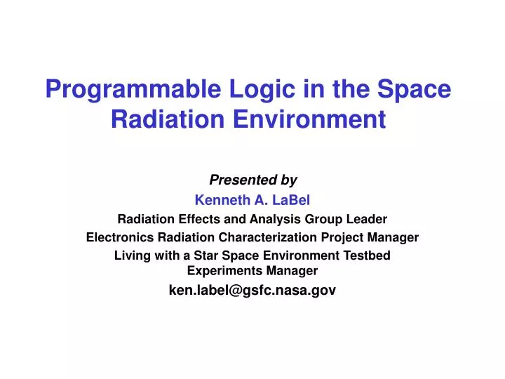 programmable logic in the space radiation environment n.