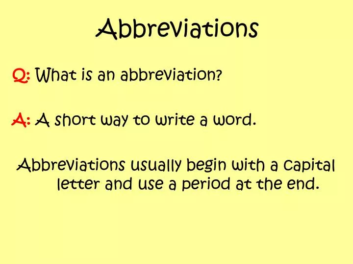 abbreviation presentation