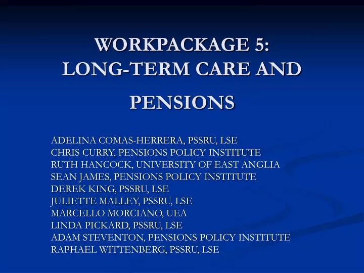workpackage 5 long term care and pensions n.