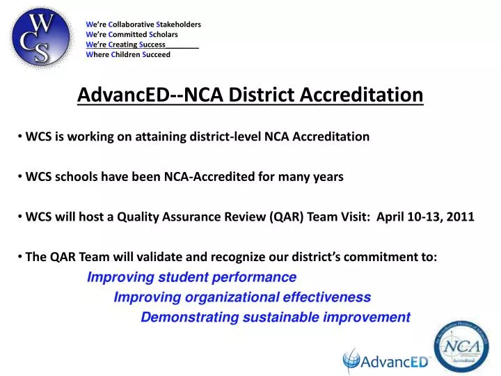 PPT AdvancEDNCA District Accreditation PowerPoint Presentation