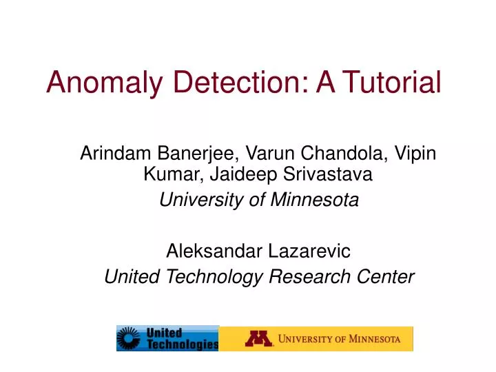 anomaly detection a tutorial n.