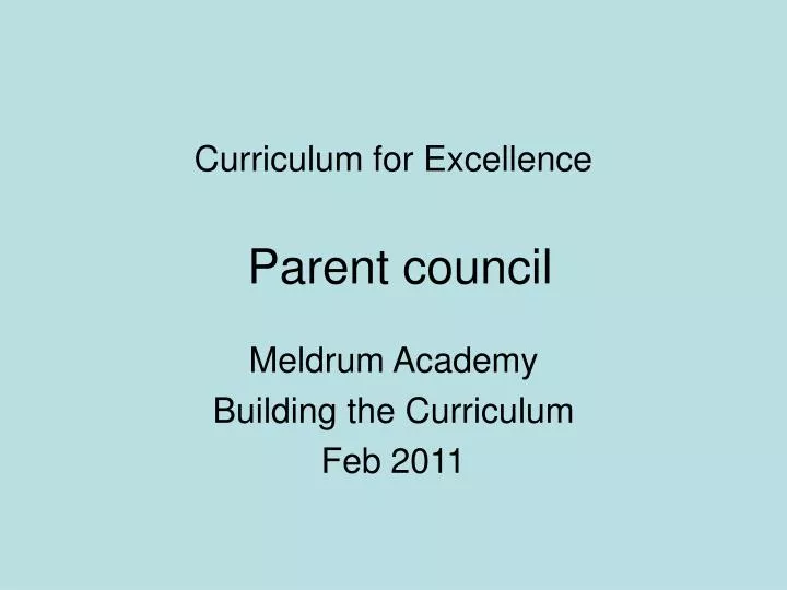 curriculum for excellence parent council n.