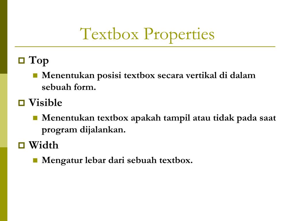 Object format. Textbox. Основные свойства textbox.. Текстбокс.