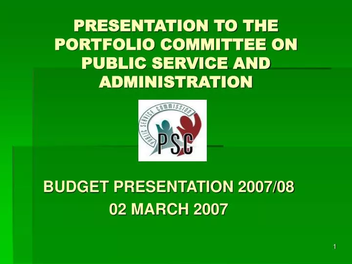 presentation to the portfolio committee on public service and administration n.