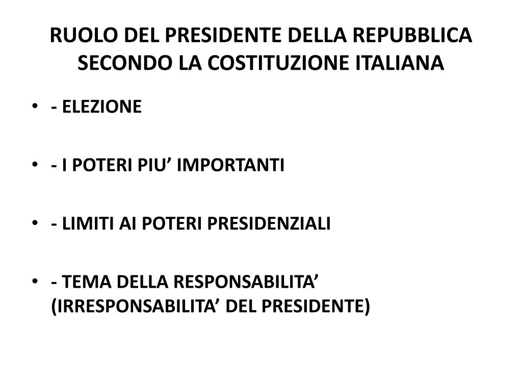 Organo Di Cui Il Presidente Della Repubblica è A Capo PPT - IL PRESIDENTE DELLA REPUBBLICA PowerPoint Presentation, free