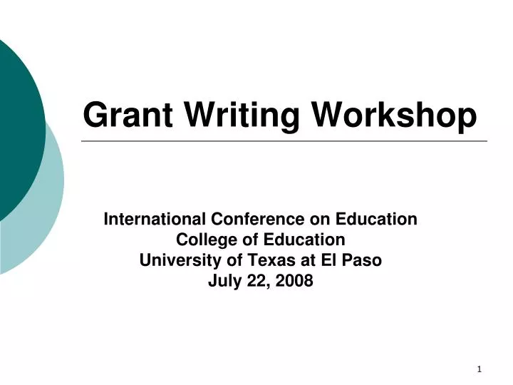 grant writing workshops The federal grant writing workshop was supported by the federal office of rural health policy and coordinated by the technical assistance and services center. grant writing workshops The federal grant writing workshop was supported by the federal office of rural health policy and coordinated by the technical assistance and services center.