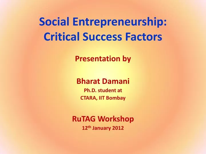 social entrepreneurship critical success factors n.