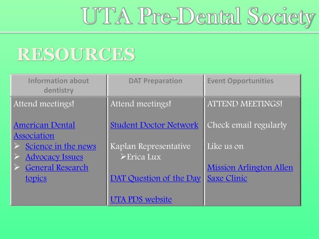 PPT UTA PreDental Society PowerPoint Presentation, free download
