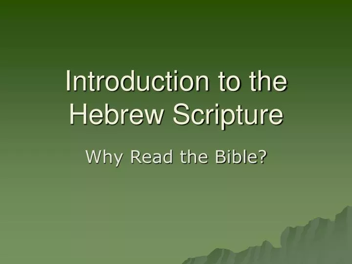 introduction to the hebrew scripture n.
