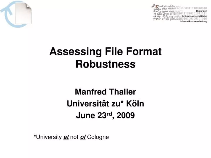 assessing file format robustness n.