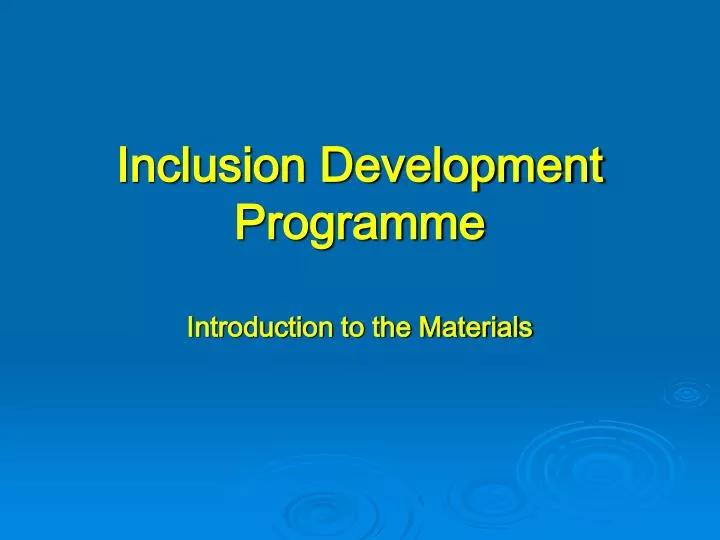 inclusion development programme n.