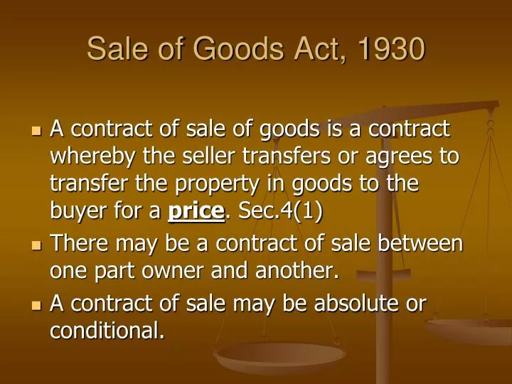 sale of goods act 1930 n.