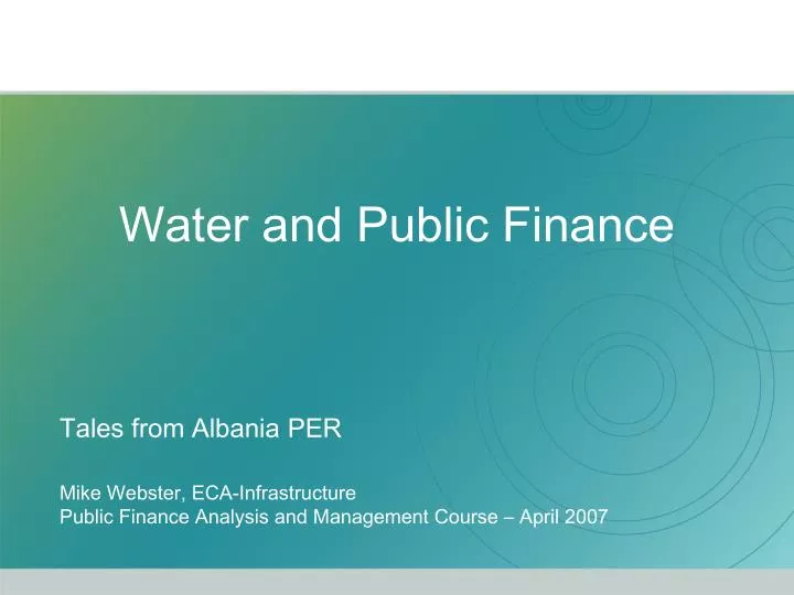 water and public finance n.