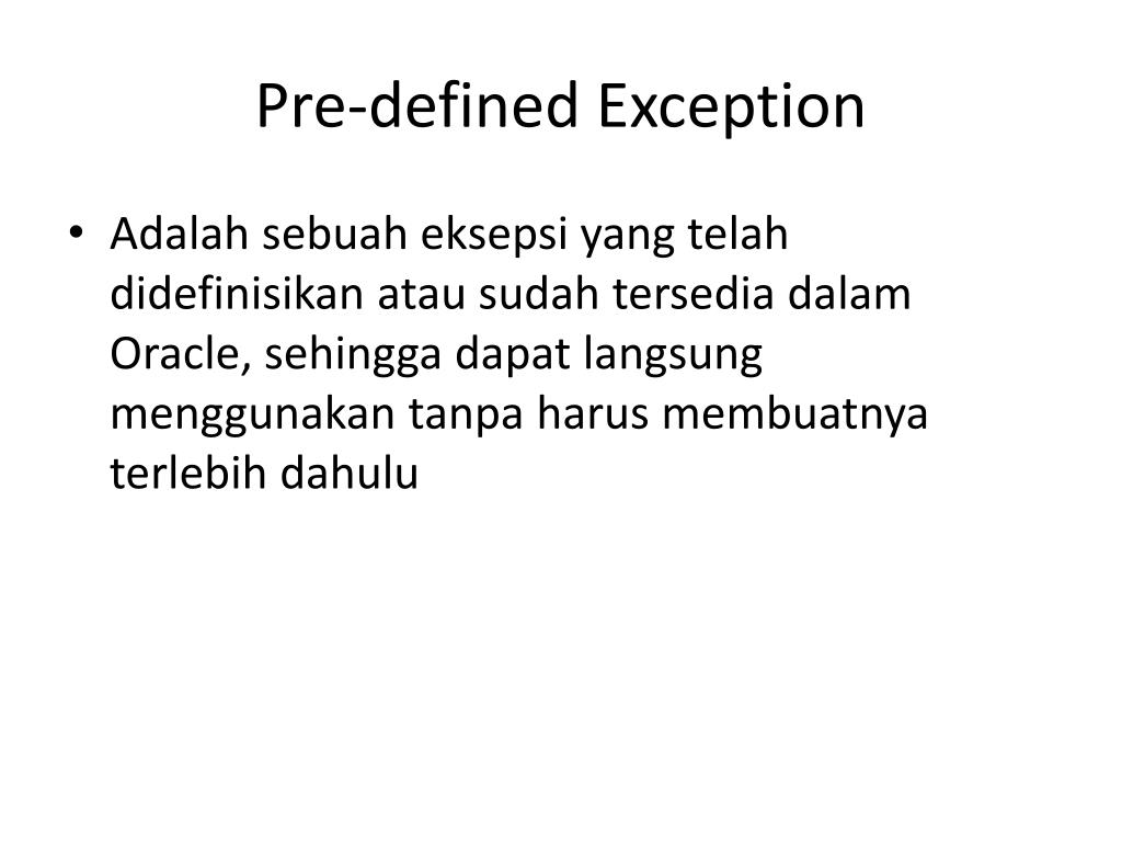 Pre defined