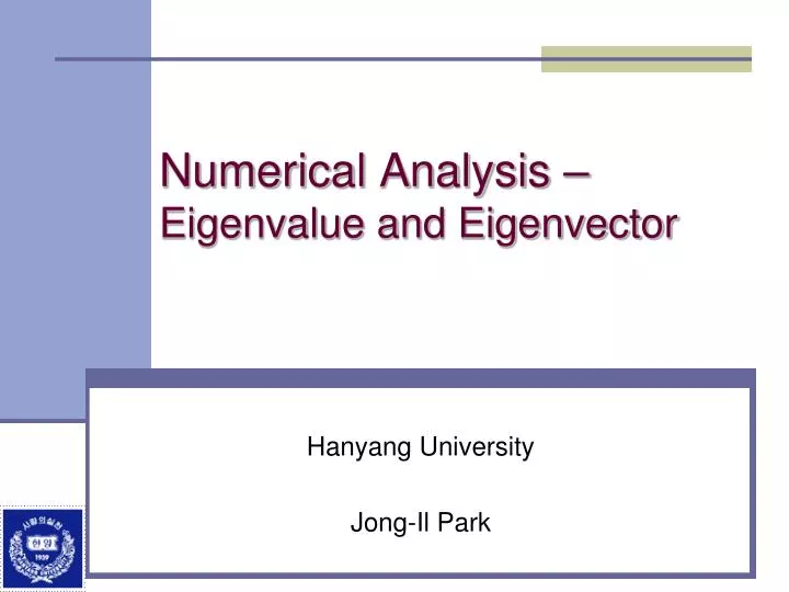 numerical analysis eigenvalue and eigenvector n.