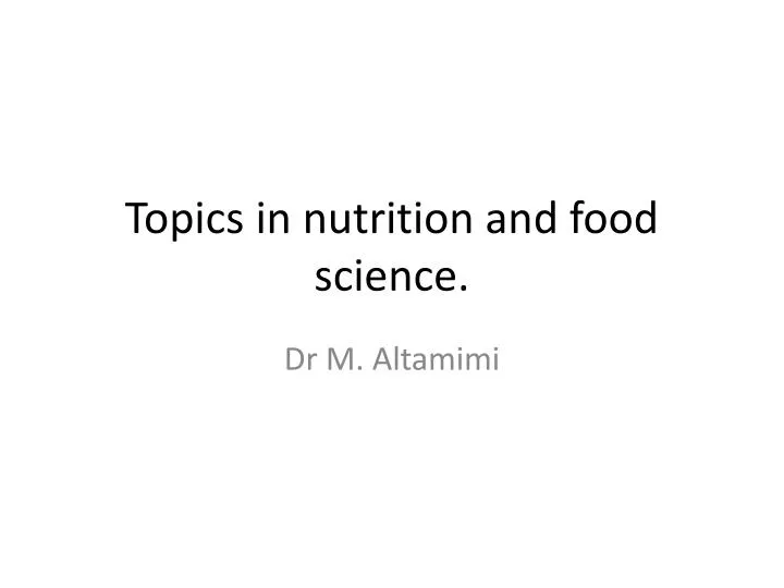 latest research topics in food and nutrition