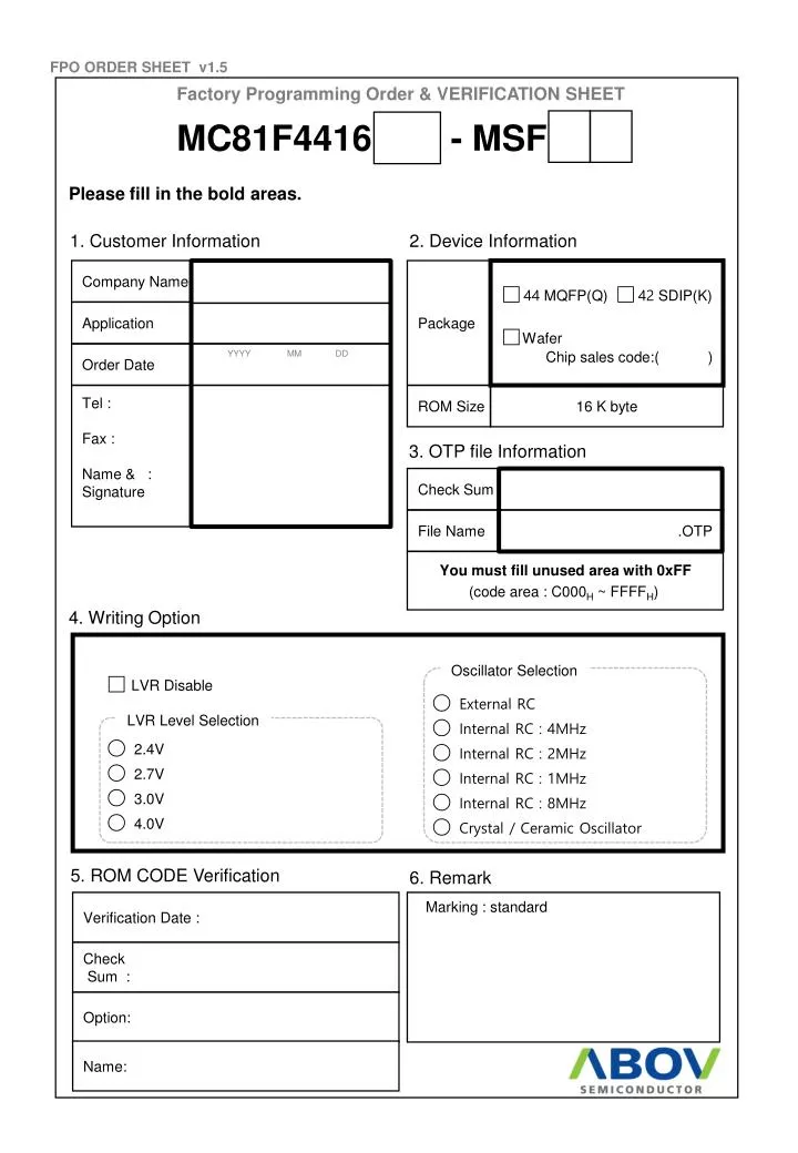 PPT Factory Programming Order & VERIFICATION SHEET PowerPoint