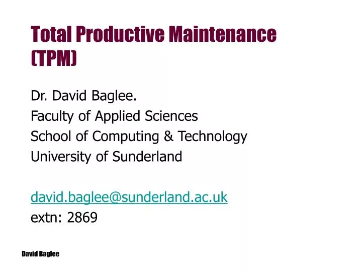 total productive maintenance tpm n.