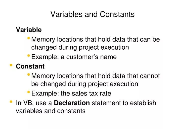 PPT Variables And Constants PowerPoint Presentation Free Download