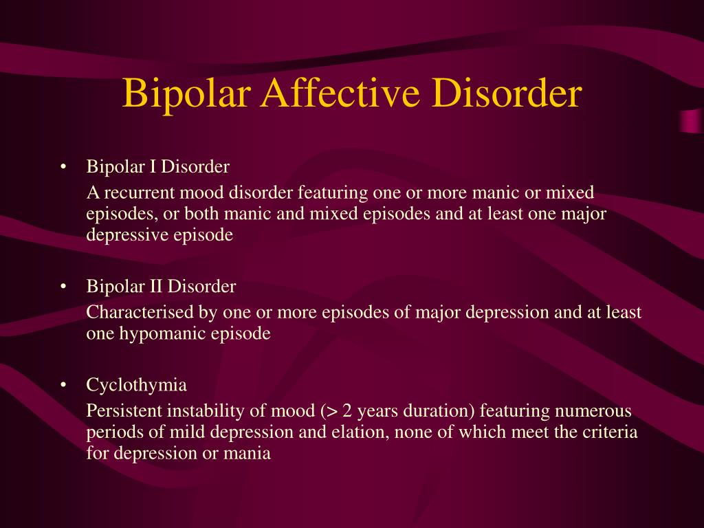 PPT Management Of Bipolar Affective Disorders PowerPoint Presentation 