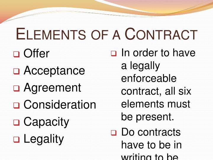 Elements Of A Contract Elements Of A Contract