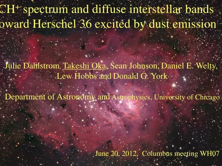PPT - CH + spectrum and diffuse interstellar bands toward Herschel 36 ...