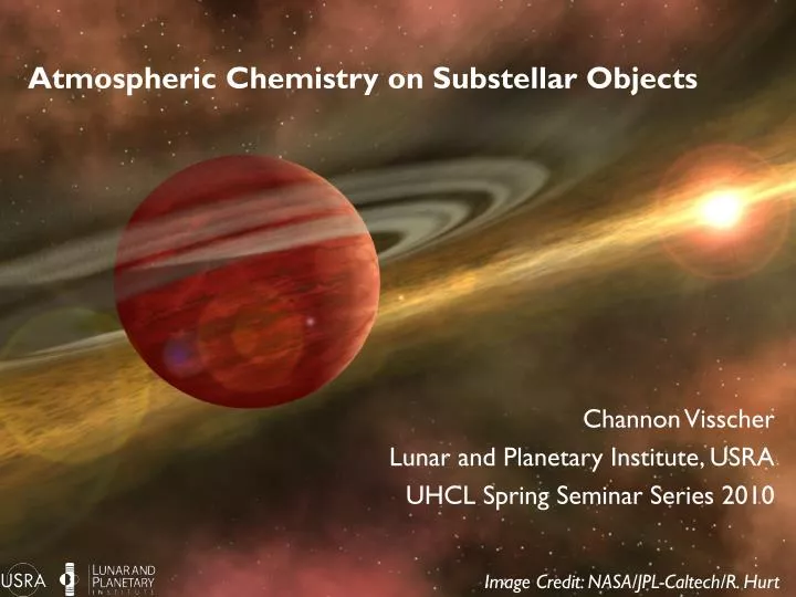 atmospheric chemistry on substellar objects n.