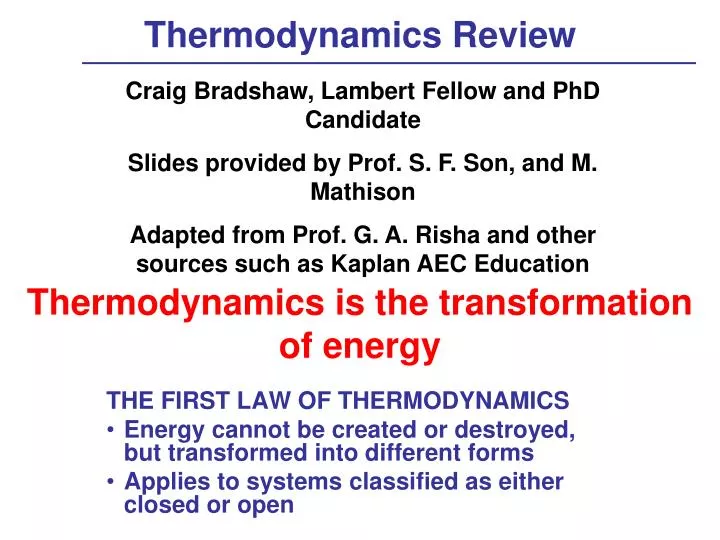 THERMODYNAMICS REVIEW visual data 8