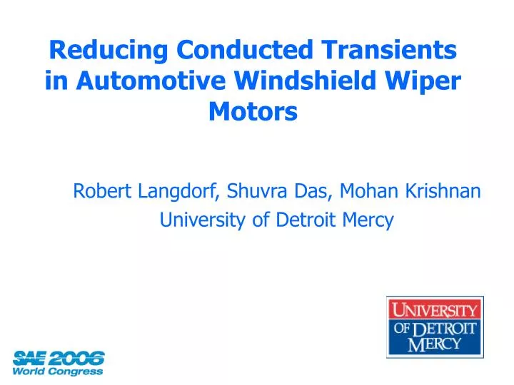 reducing conducted transients in automotive windshield wiper motors n.