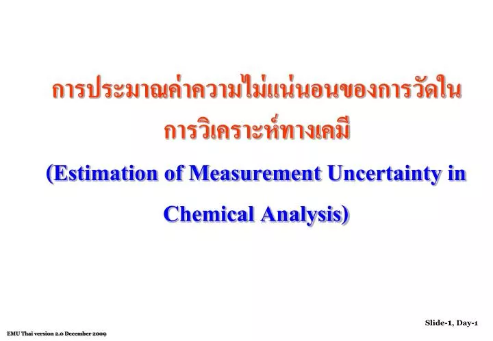 estimation of measurement uncertainty in chemical analysis n.