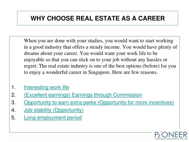 real estate career essay