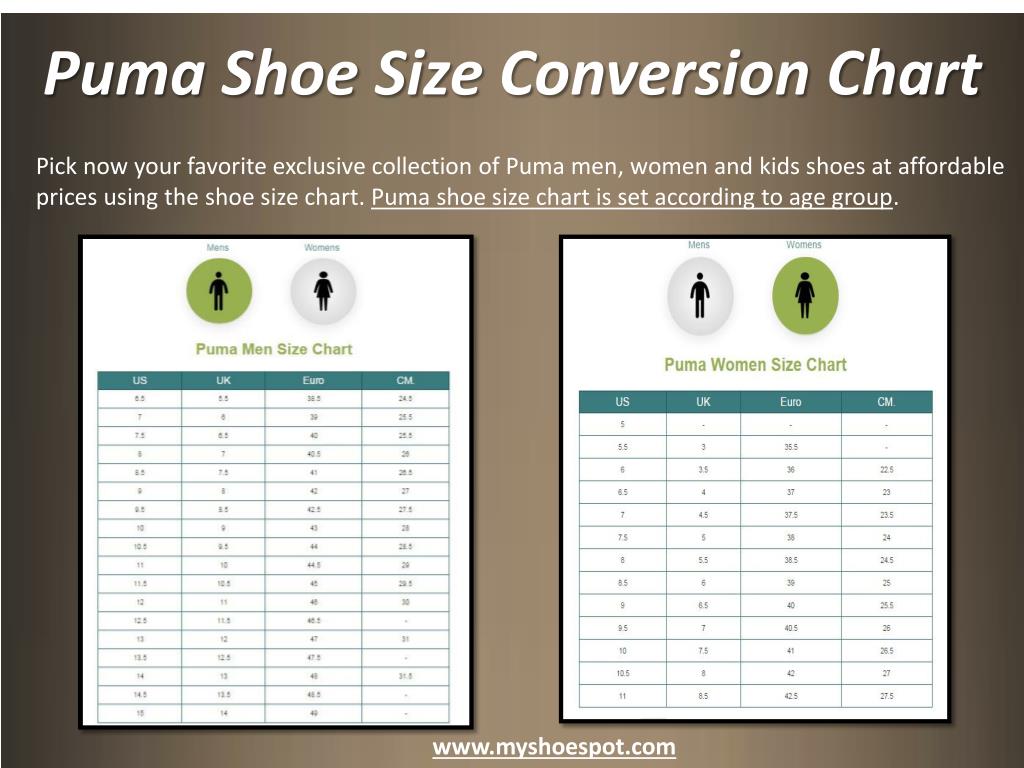 puma shoe size chart compared to nike